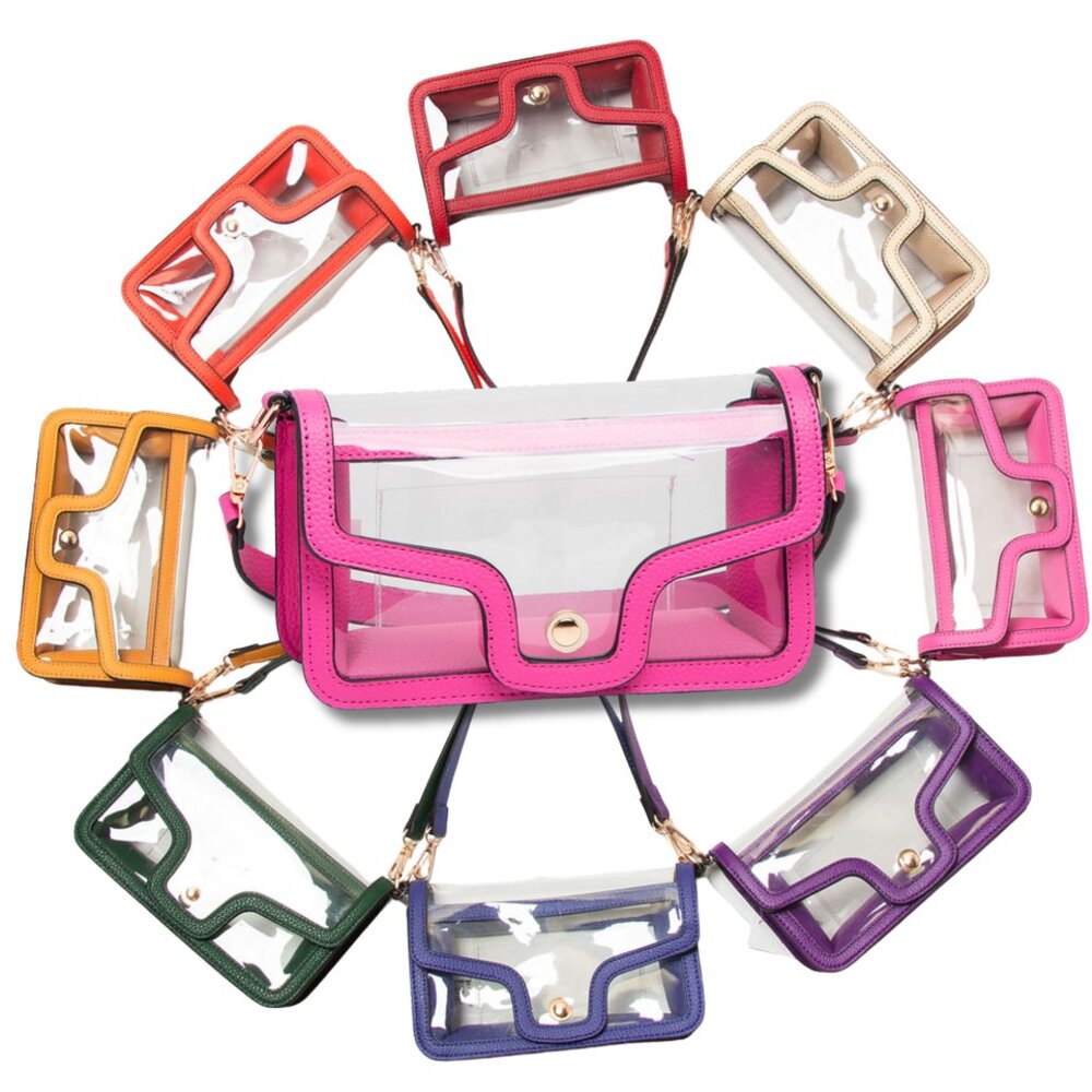 NEW Stadium Clear Transparent Vegan Leather Bag Handbag in 7 Color Options